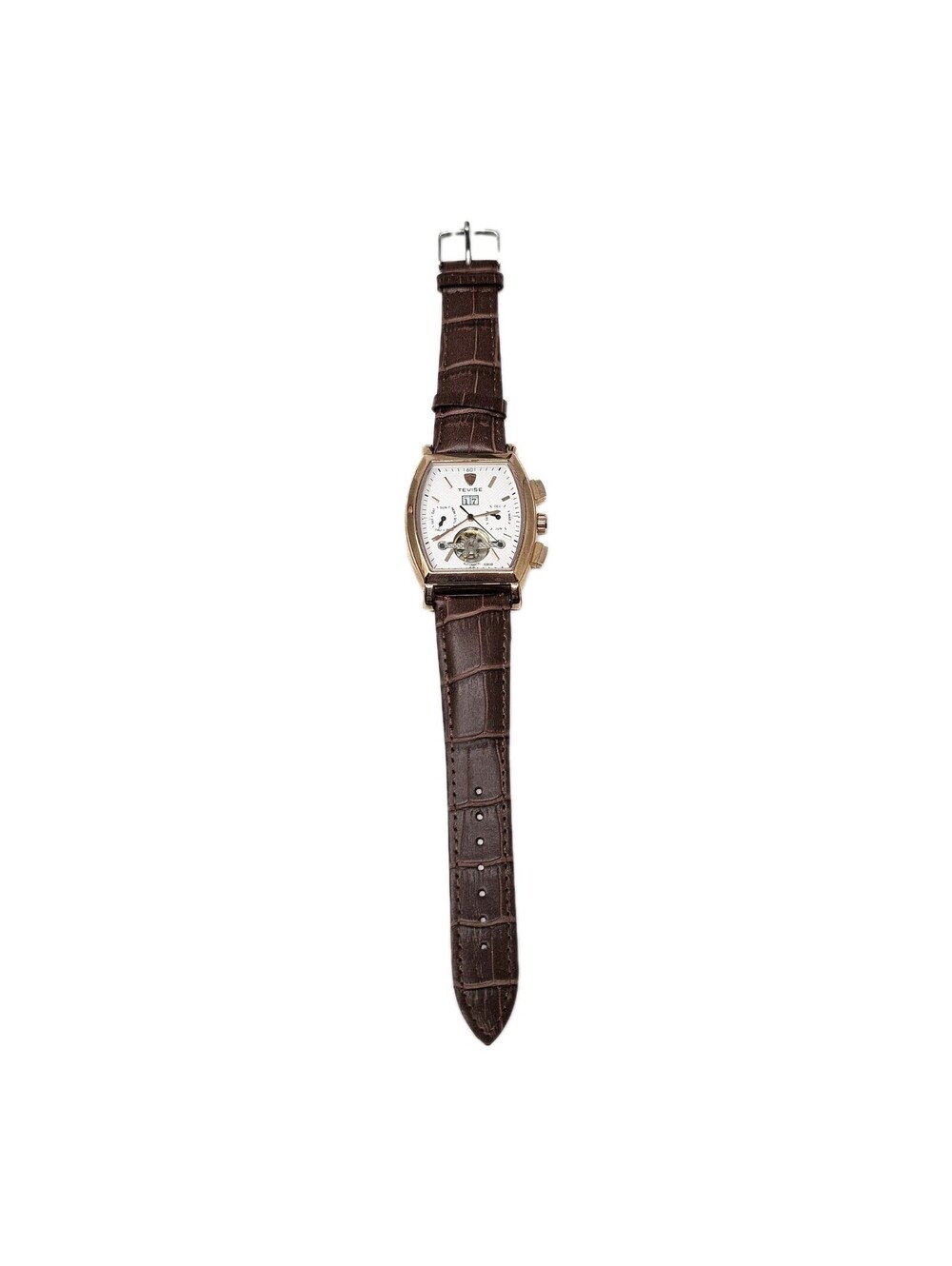 Tevise Automatic Mens Preowned With Leather Strap Gold